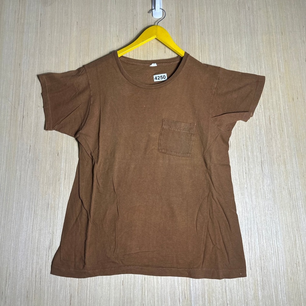 Vintage Matt Andrews T-Shirt Mens Medium Brown Short Sleeve Blank Made In USA